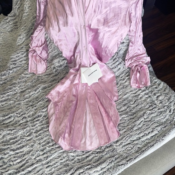 Alexander Wang Ruched Crinkled-Satin Shirt in Pink - Picture 7 of 14